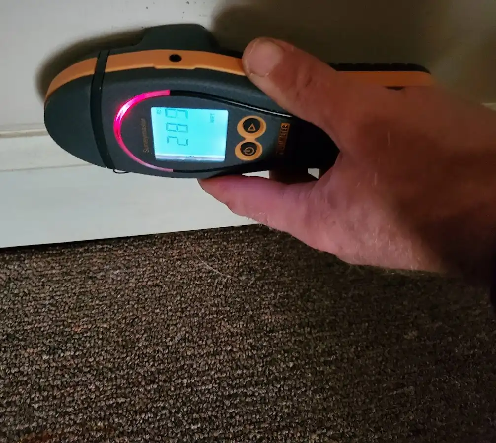 Moisture detection at baseboard during Sewage Cleanup & Sanitation in Salem